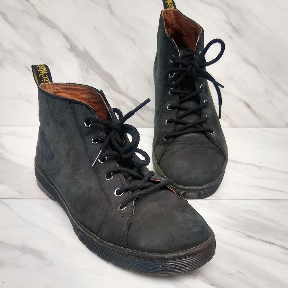 Dr. Martens Black Leather Combat-Style Lace-Up Boots Size 10